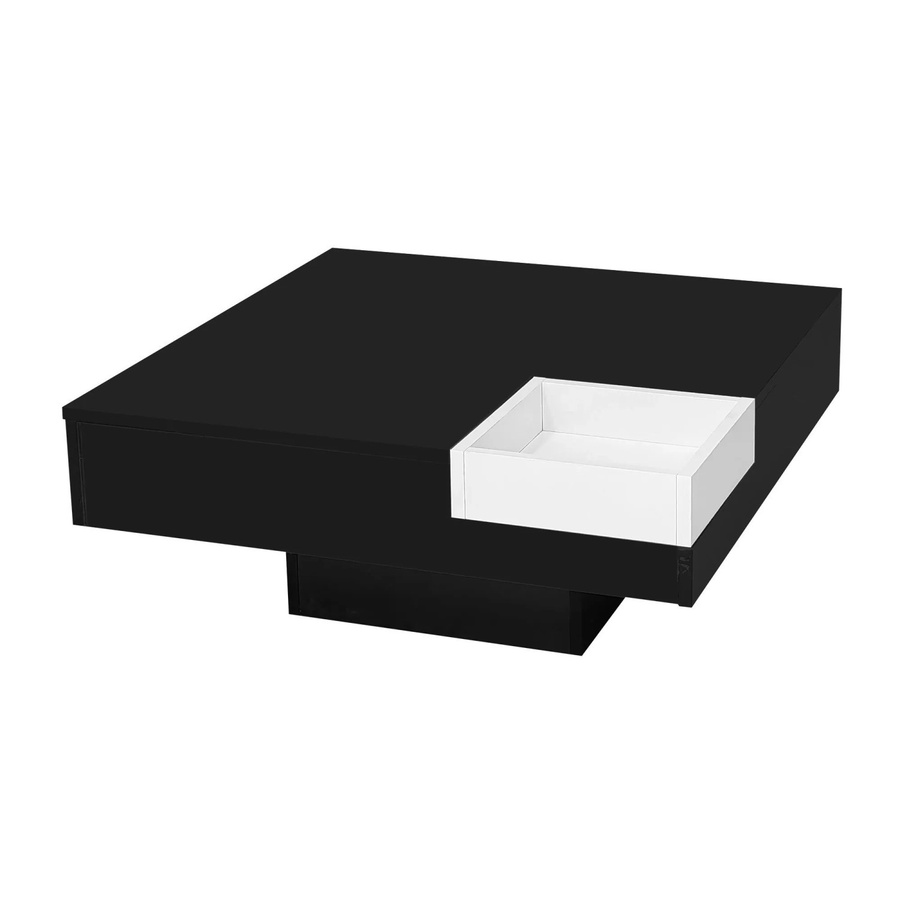 okwish Couchtisch mit LED-Lichteffekt und herausnehmbarer Aufbewahrungsbox in Schwarz, B/T/H: 72 x 72 x 30 cm - Bild 2