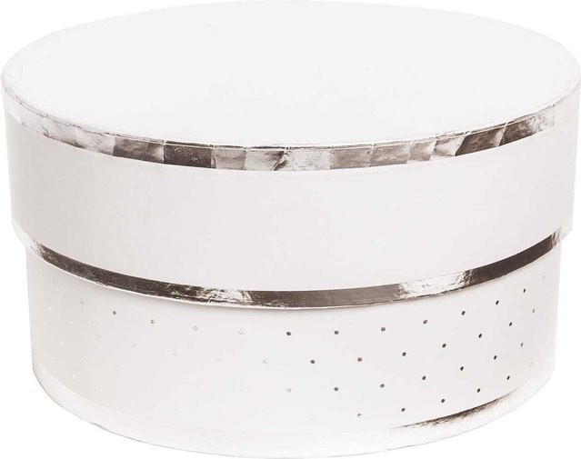 Rico Design Paper Poetry Geschenkschachtel rund weiß silber Durchmesser: 15 cm, Höhe: 8 cm - Bild 1
