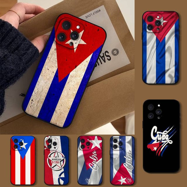 Mesuca Handyhülle mit Kuba-Flagge für iPhone 17 16 15 14 13 12 11 Pro Max Mini X Xs XR in Schwarz und Multicolour aus Silikon - Bild 1