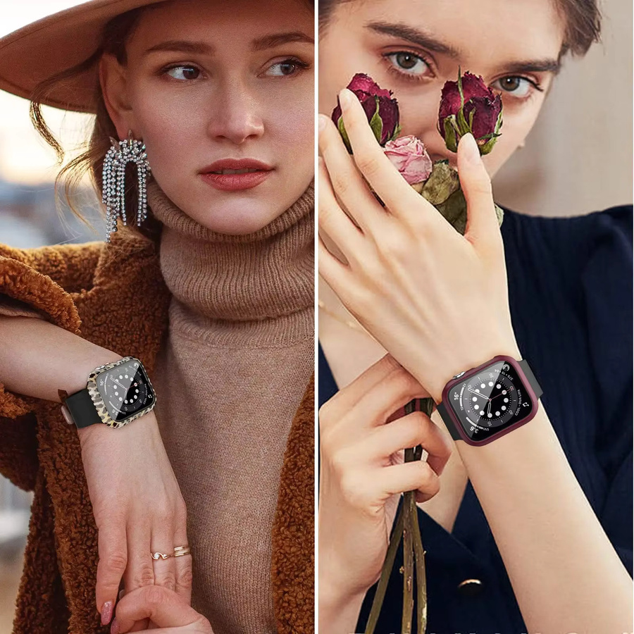 Displayschutzfolie und Hülle für Apple Watch, gehärtetes Glas, PC-Stoßstange - Bild 5