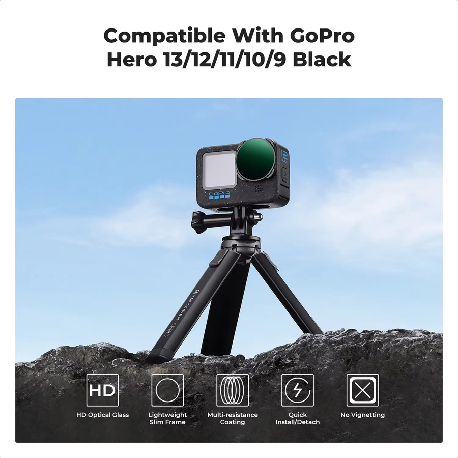 K&F CONCEPT CPL ND Filterset Schwarz für GoPro Hero 10 11 12 13 Action-Kamera mit variablen ND-Filtern ND8 ND16 ND32 ND64 ND1000 ND2-32 ND32-512 - Bild 4
