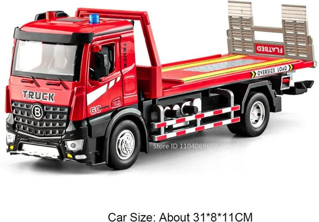 Linyi toy car Elektrischer Flachbettanhänger, Modellspielzeug, 1:24, Metall Druckguss, mit Licht und Geräusch, ab 14 Jahren - Bild 1