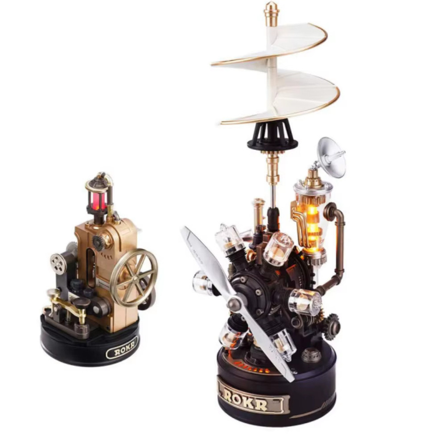 Robotime 3D Puzzle Da Vinci Helikopter, Modellbausatz, mit Lichtern - Bild 1