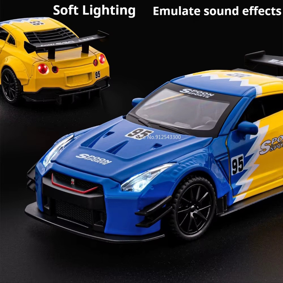 RMZ city GTR R35 Modellauto, 1:32 Maßstab, mit Sound und Licht, Rückziehfunktion, Öffnende Türen - Bild 2