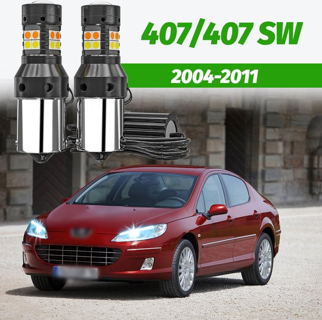 VENDY 2 Stück Dual-Mode LED DRL Tagfahrlicht und Blinker Zubehör für Peugeot 407 SW - Bild 1