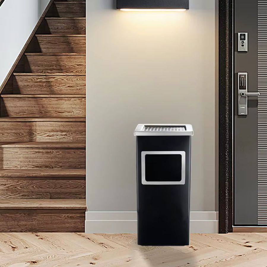 Ecole Hotel-Aschenbecher und Mülleimer aus Stahl in Silber/Schwarz mit 35 l oder 45 l Fassungsvermögen - Bild 2