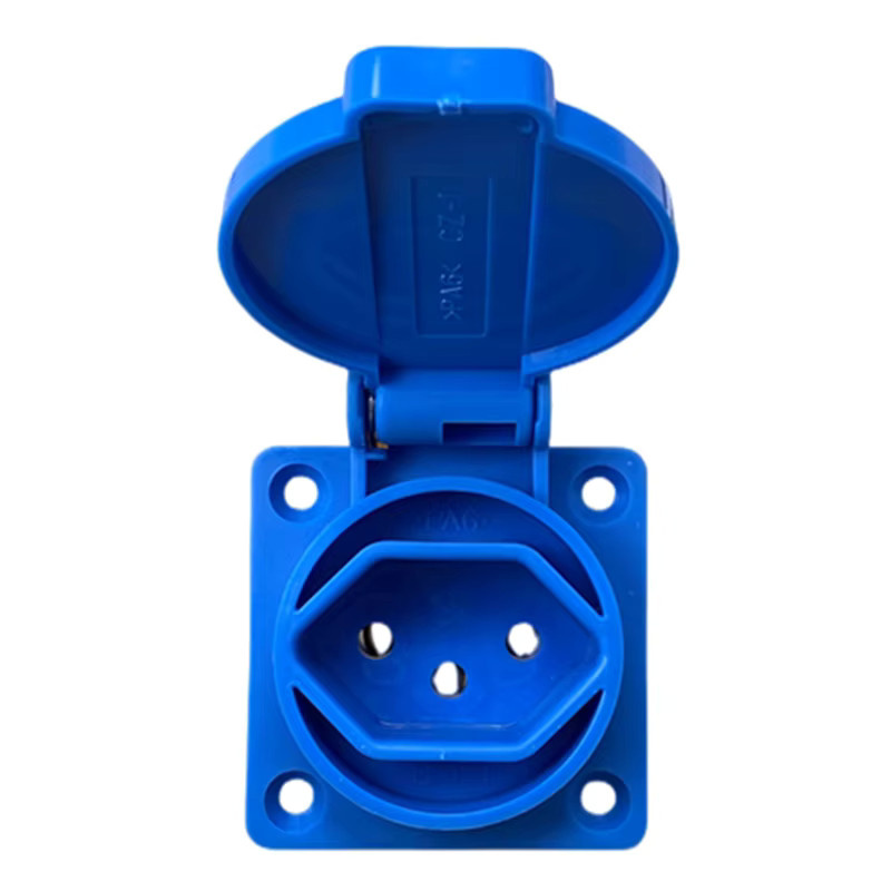 Fengyi Wasserdichte und staubdichte Steckdose mit Abdeckung, 10A, Blau - Bild 2