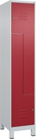 C+P Z-Spind Classic PLUS mit 2 Fächern, Füße, Zylinderschlösser, Grau/Rot, H x B x T: 195 x 40 x 50 cm - Bild 1