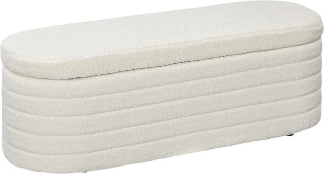 HOMCOM Schlafzimmer Bettbank mit Stauraum aus Teddy-Fleece und Holzbeinen, cremeweiß, B/T/H: 116 x 41 x 40,5 cm - Bild 1