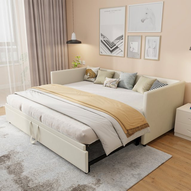 Rosahqnda Klappsofa aus Samtstoff als Schlafsofa und Polsterbett mit Lattenrost, Breite: 90 cm, Länge: 200 cm - Bild 1
