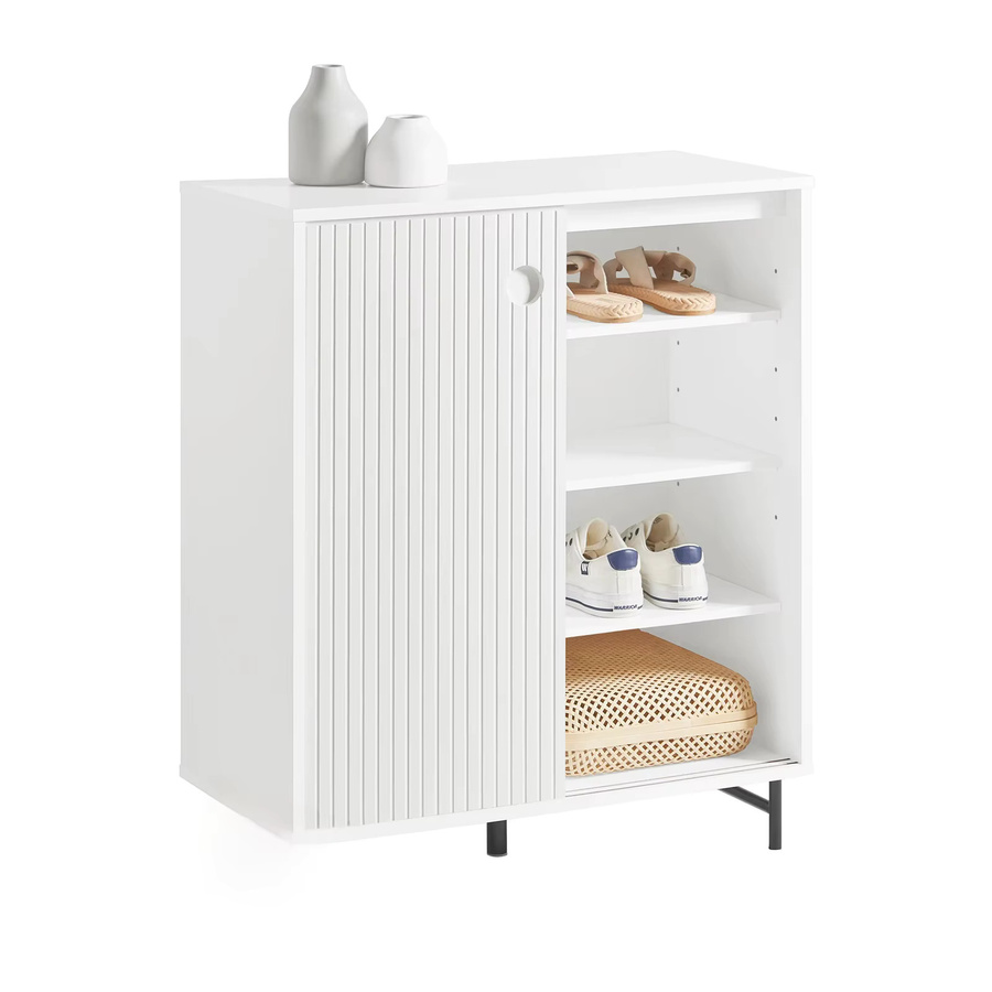 SoBuy Sideboard FSB62-W als Küchenschrank oder Schuhschrank mit Schiebetüren in Weiß, B/T/H: 70 x 37 x 87 cm - Bild 2