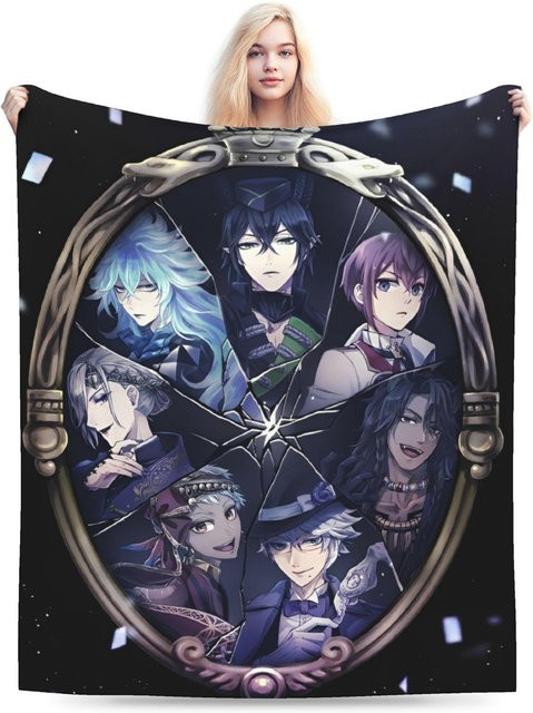 Twisted-Wonderland die Animation Anime Flanell-Decke, superweiche Fleece-Überwurfdecke aus Polyester, Mehrfarbig, B/T: 100 x 150 cm - Bild 1