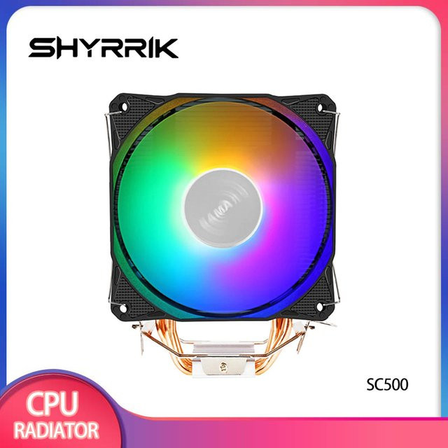 Shyrrik CPU-Kühler mit 4 Heatpipes, ARGB, 3-Pin PWM, kompatibel mit Intel LGA 1700 und AMD AM4, Multicolour - Bild 1