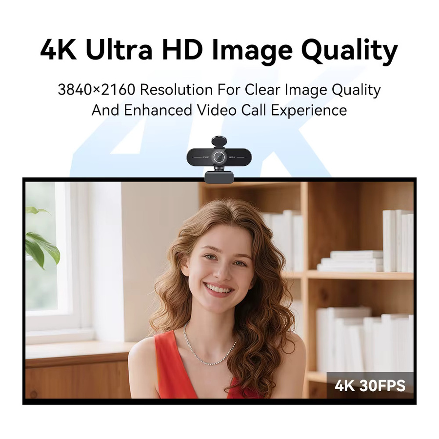 EMEET C60E 4K Ultra HD Webcam mit Autofokus und 1080P 60fps in Schwarz für Live-Streaming, Videoanrufe und Konferenzen via USB-C - Bild 2