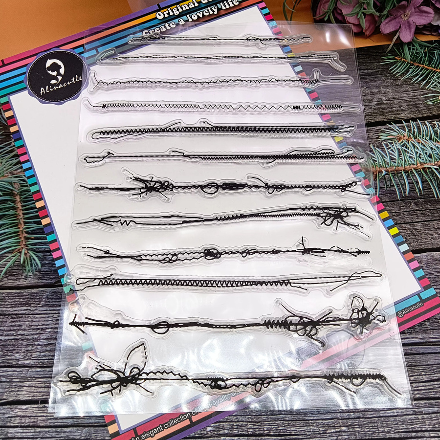 Alinacutle Transparenter Silikonstempel mit dekorativen Linien für Papierhandwerk und DIY-Kartenherstellung, Transparent - Bild 3