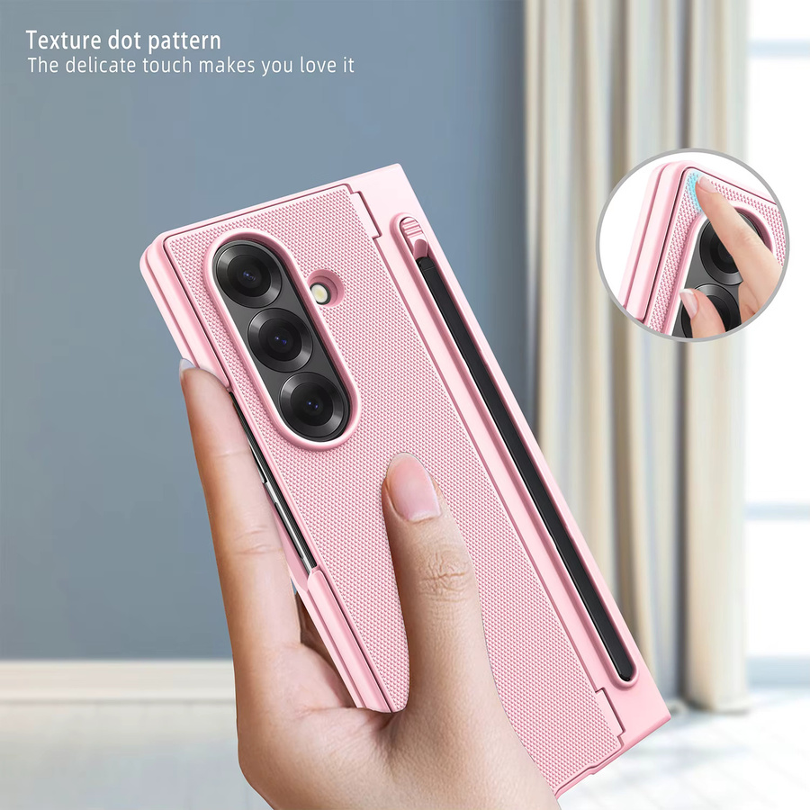 Samsung Handyhülle für Z Fold 7 und Z Fold 6 mit integriertem Stylus, Ständer und Displayschutz in Gold oder Pink - Bild 4