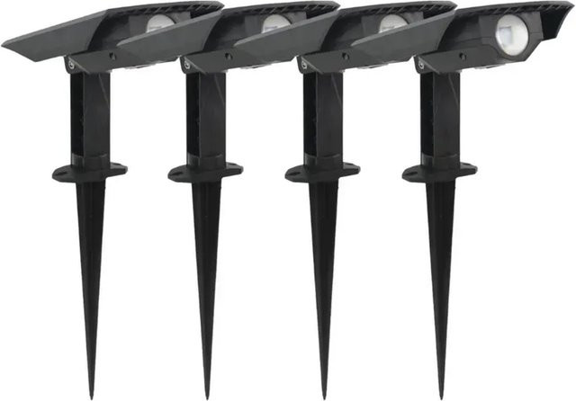 LUXULA LED Solar Gartenstrahler Set 4er Pack in Schwarz mit Erdspieß, 4000K Neutralweiß, IP54 wetterfest für Außenbereich und Garten - Bild 1