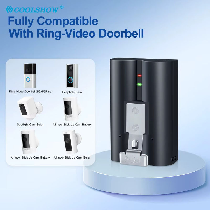 COOLSHOW Wiederaufladbare Li-Ion Batterie für Ring Video Türklingel 2 3 4/3 Plus und Spotlight Cam Solar Flutlicht Video, 6040mAh, Schwarz - Bild 3
