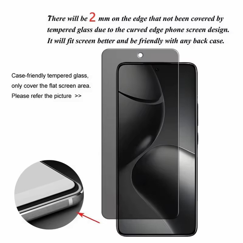3er Set Anti-Spy Sichtschutzglas-Displayschutzfolien für Xiaomi Mi 11T 12T 13T 14T Pro 11 12 Lite aus gehärtetem Glas - Bild 2