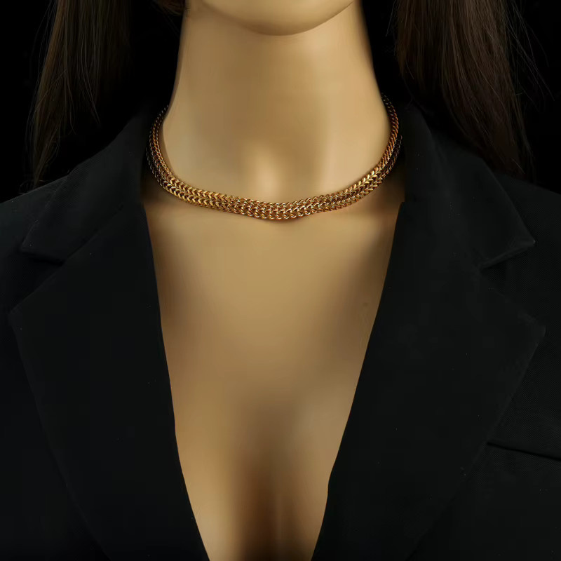EILIECK Halskette Choker, Edelstahl, Gold, Damen - Bild 3