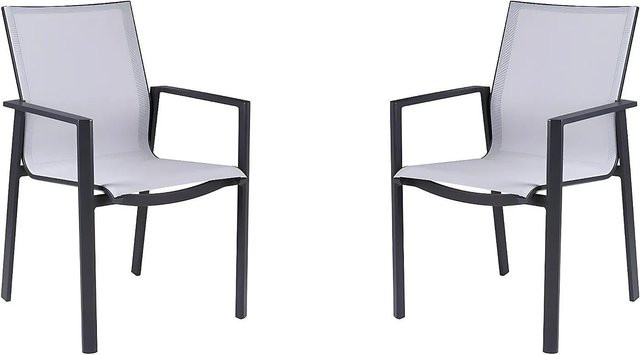 Gartenstuhl Valera aus Aluminium und Textilene in Schwarz und Grau, stapelbar, Breite: 57 cm - Bild 1