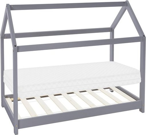 ML-Design Kinderbett Hausbett aus Kiefernholz mit Dach und Matratze, Hellgrau, B/T/H: 160 x 80 x 132 cm - Bild 1