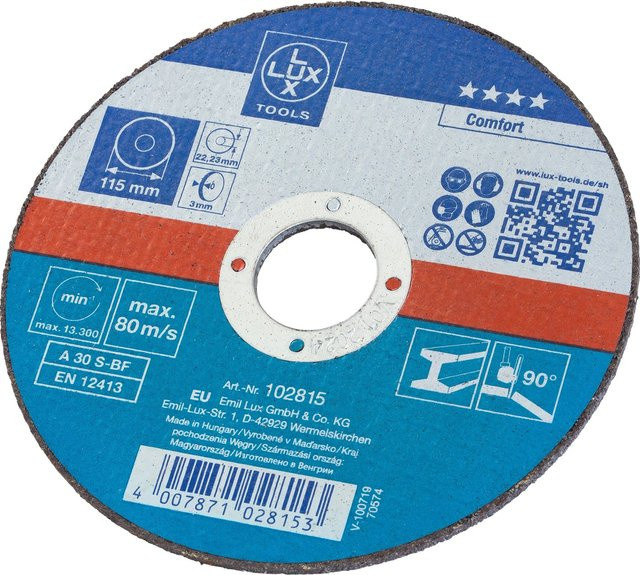 LUX-TOOLS Gewebe-Trennscheibe gerade für Metall, Durchmesser: 115 mm - Bild 1