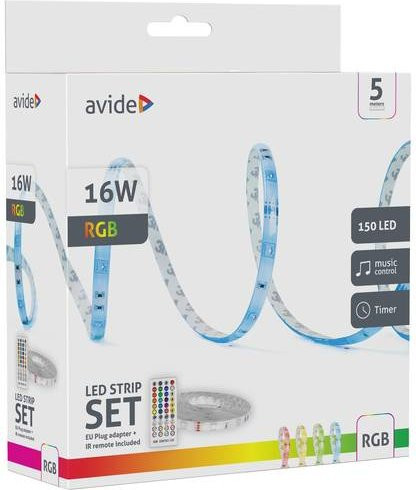 Avide LED-Streifen-Komplettset RGB Multicolour mit Fernbedienung und Netzteil, IP65 Silikon, Länge: 5 m - Bild 1