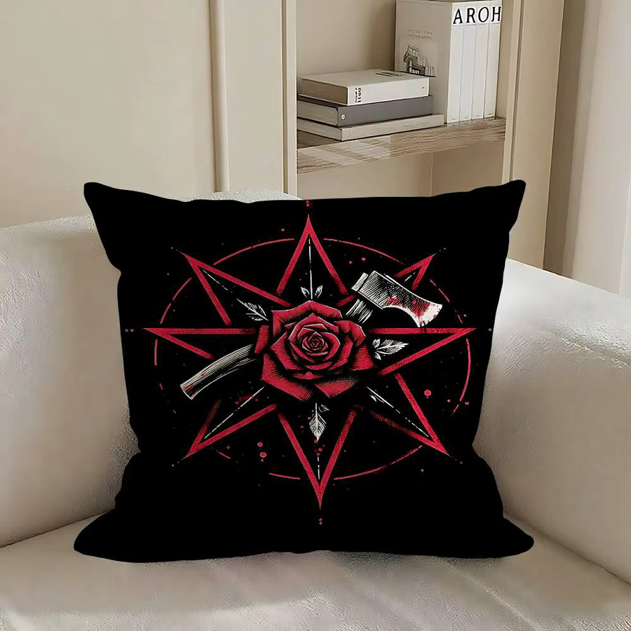 4-teiliges Set 52TOYS Kissenbezüge aus Plüsch mit floralem Rosenmuster in Schwarz und Rot, quadratisch, B/T/H: 40 x 40 x 40 cm - Bild 5