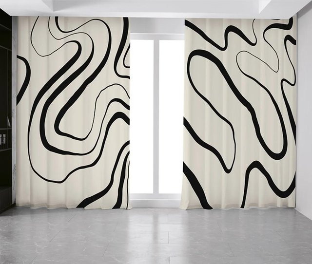 Verdunkelungsvorhänge mit Zebra-Muster in Schwarz-Weiß, 2er-Set abstrakte Stoffvorhänge für Schlafzimmer und Wohnzimmer, Breite: 55 cm, Höhe: 120 cm - Bild 1