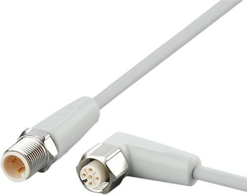 ifm electronic Verbindungsleitung EVF048, grau, 4-polig, Stecker gerade und Buchse gewinkelt, 1 m - Bild 1
