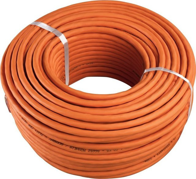 Hama Cat.7 Netzwerkkabel Ethernet/LAN Rohkabel, S/FTP geschirmt, 10 Gbit/s, orange, 50 m - Bild 1