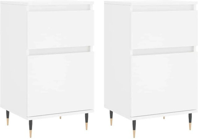 2er-Set vidaXL Sideboards aus Holzwerkstoff und Eisen in Weiß, B/T/H: 40 x 35 x 70 cm - Bild 1