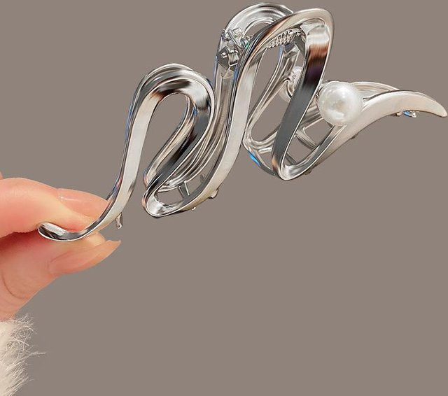 Haarklammer Perlen, Gold Silber, Metall, Damen - Bild 1