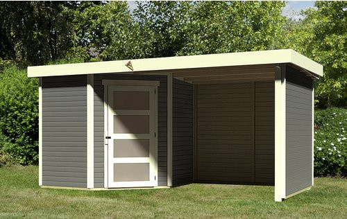 Karibu Gartenhaus Anvik 3 aus Holz in Grau, B/H/T: 433 x 218 x 217 cm - Bild 3