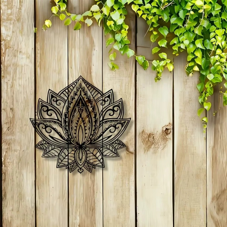 CIFBUY Mandala Lotus Metall-Wandkunst aus Eisen in Schwarz - Bild 4