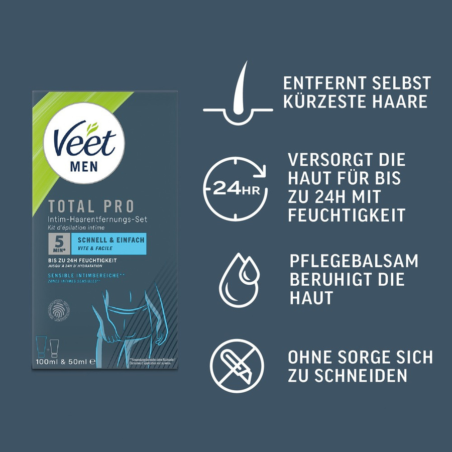Veet Men Total Pro Enthaarungscreme-Set, 150 ml, Herren, Aloe Vera - Bild 3