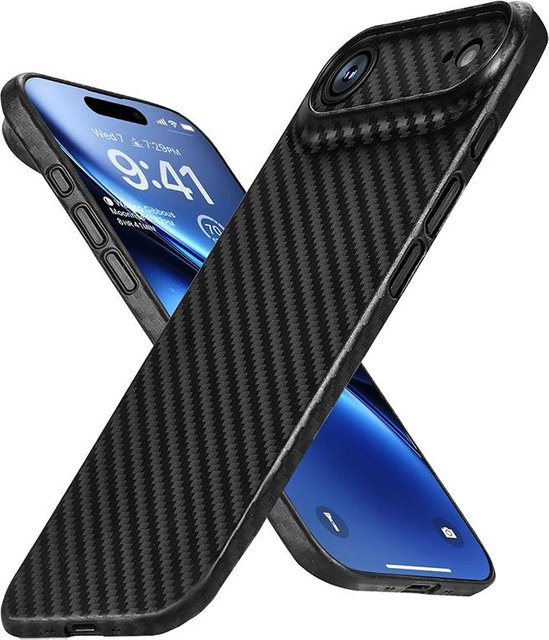 Ultra dünne Schutzhülle mit Karbonfaser-Muster für Apple iPhone 17 Pro Max und iPhone 17 Air in Schwarz, 0,3 mm Slim Case Matt - Bild 1