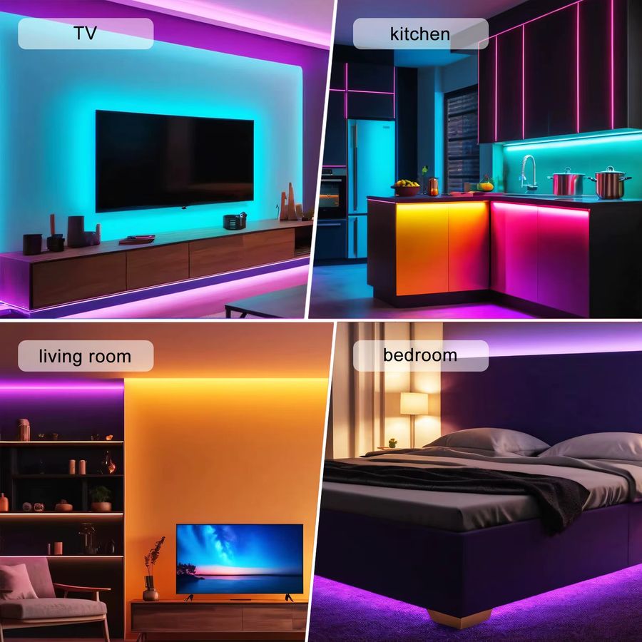 HEGEHE RGB LED Streifen-Set mit Musik-Synchronisierung und Bluetooth-Steuerung, USB-betrieben, dimmbar und flexibel für die TV-Hintergrundbeleuchtung im Innenbereich - Bild 4