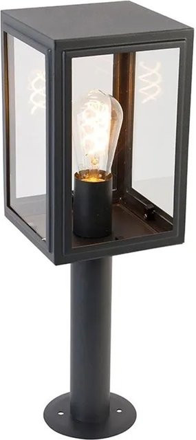 QAZQA SutTon Außenlampenmast Grau aus Edelstahl und Glas mit E27 Fassung, IP44 wetterfest für den Garten, Höhe: 50 cm - Bild 1