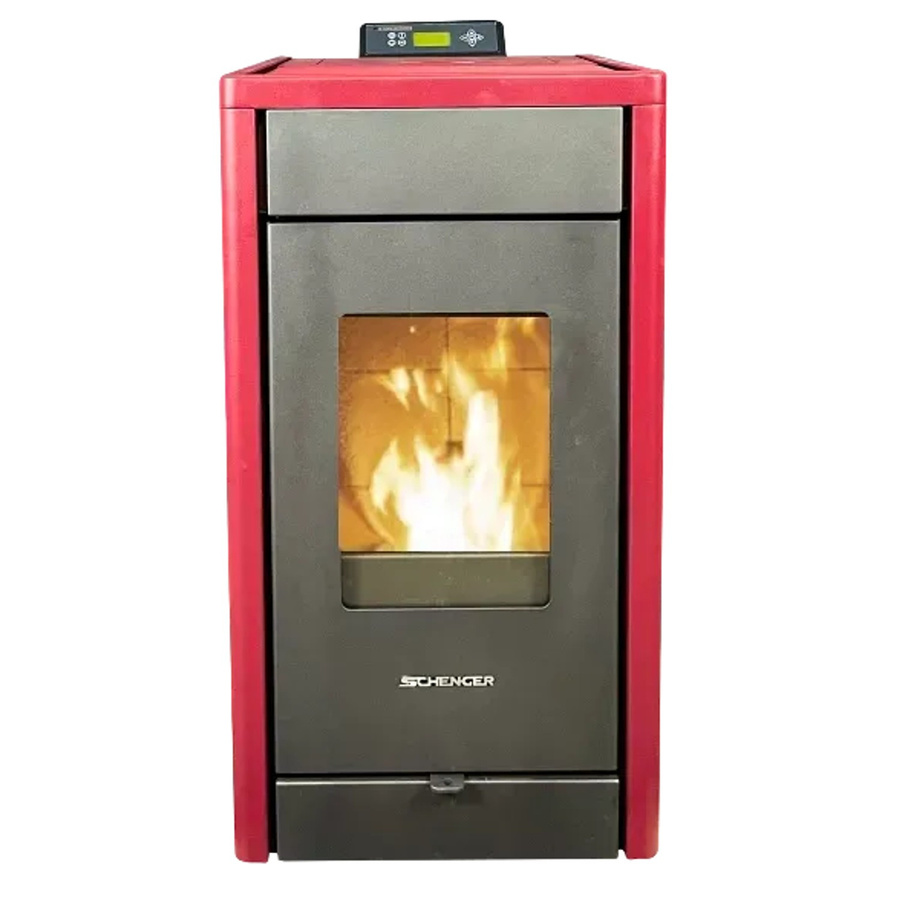 Schenger Pelletofen HP07 in Rot mit 8kW Leistung, vollautomatisch mit WIFI, ECO-Modus und Timer - Bild 2