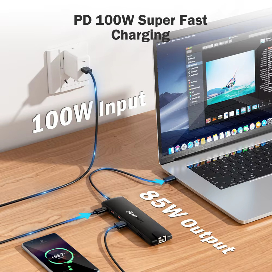 Lemorele 4K USB-C Dockingstation mit Dual HDMI, VGA, Gigabit Ethernet und SD-Kartenleser für Windows und MacBook Air - Bild 3