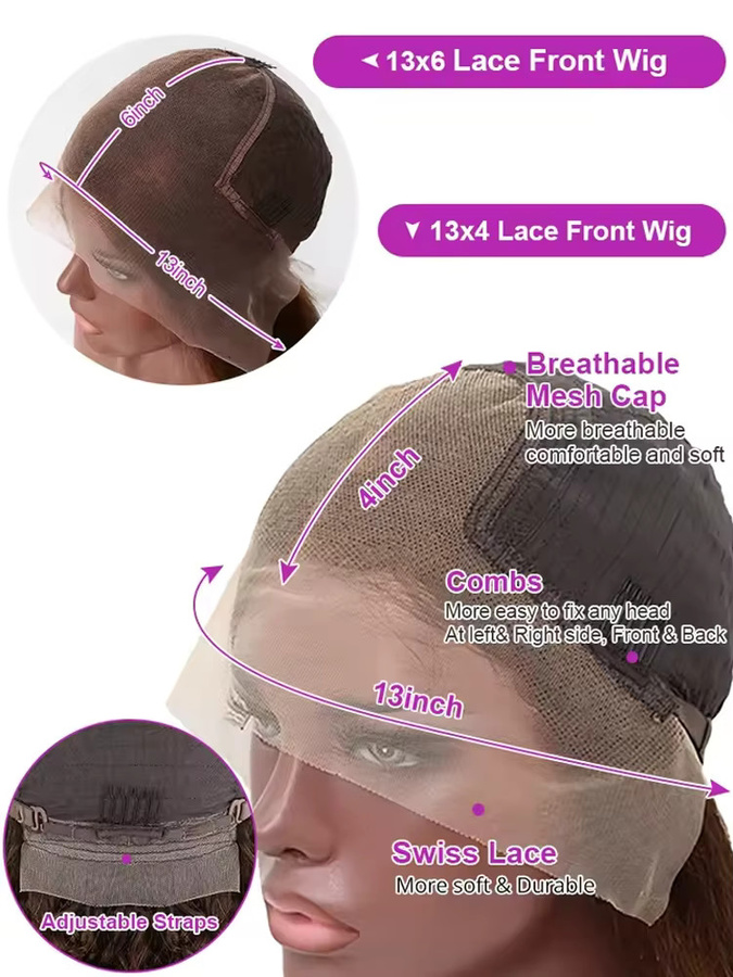 Burgunderrote Loose Wave Lace Front Perücke, 250%, Damen - Bild 7
