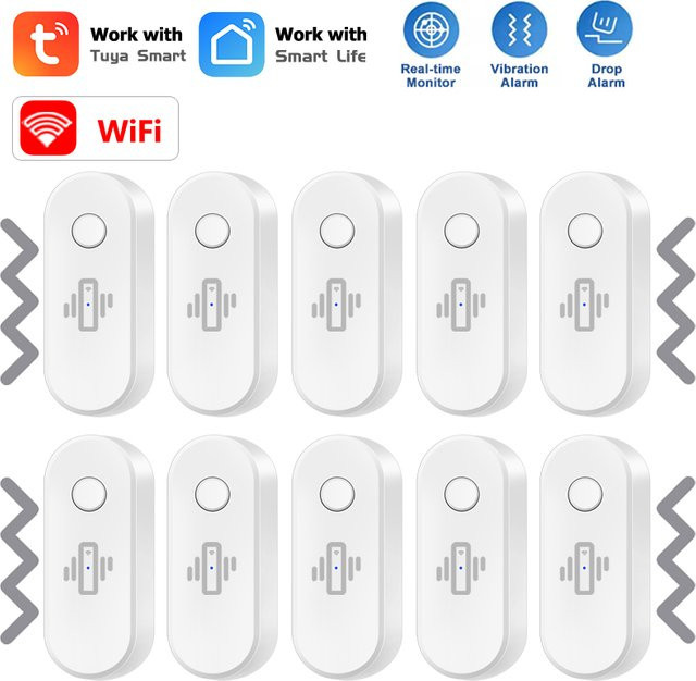 Tuya WiFi Vibrationssensor mit Echtzeit-Alarm und App-Benachrichtigung in Weiß oder Schwarz - Bild 1