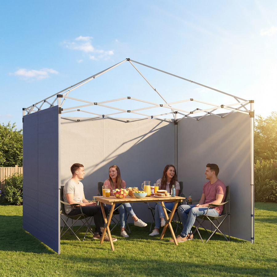 Outsunny 3er-Set Pavillon-Seitenwände mit Reißverschluss, UV-Schutz und wasserabweisendem Oxfordstoff als Sicht- und Windschutz für 3x3 m Partyzelte, Dunkelblau - Bild 2