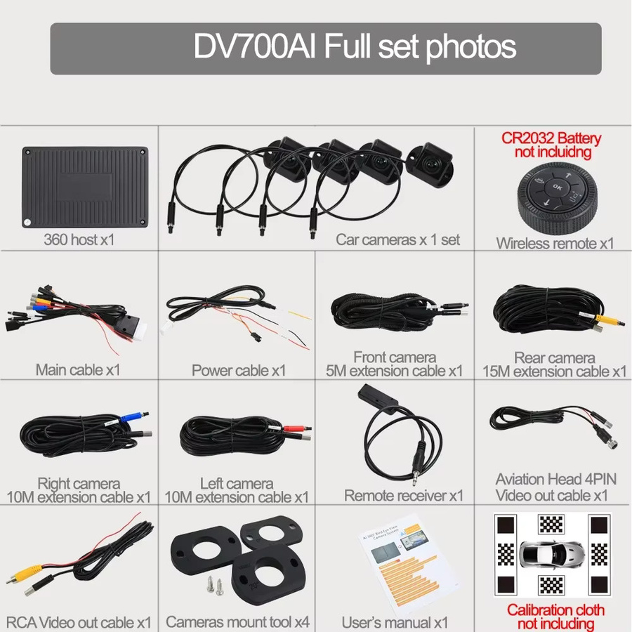 TEENRAM AI 360 Panorama 3D Bird Eye View Kamera Autosystem in Schwarz mit AHD 1080P Full HD und intelligenter AI Erkennung für Wohnmobile und Tourenwagen - Bild 5