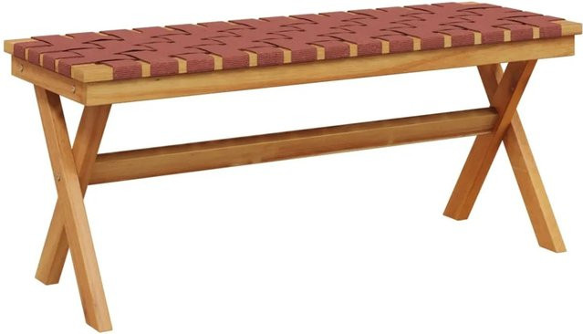 vidaXL Gartenbank aus Akazienmassivholz in Rot und Braun mit Stoffbezug - Bild 1