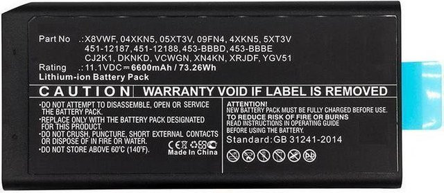 CoreParts Akku für DELL Latitude 12 7204, Latitude 14 7404 und Latitude 14 Rugged 5404, Farbe: Schwarz, 6600 mAh - Bild 1