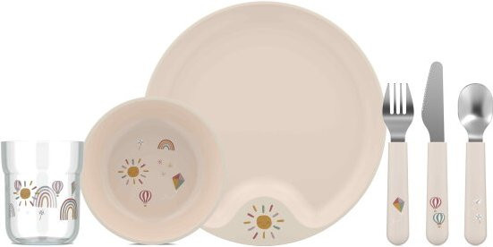Mepal Mio Kindergeschirr-Set 6-teilig in Sunshine & Rainbow, Multicolor und Beige - Bild 1