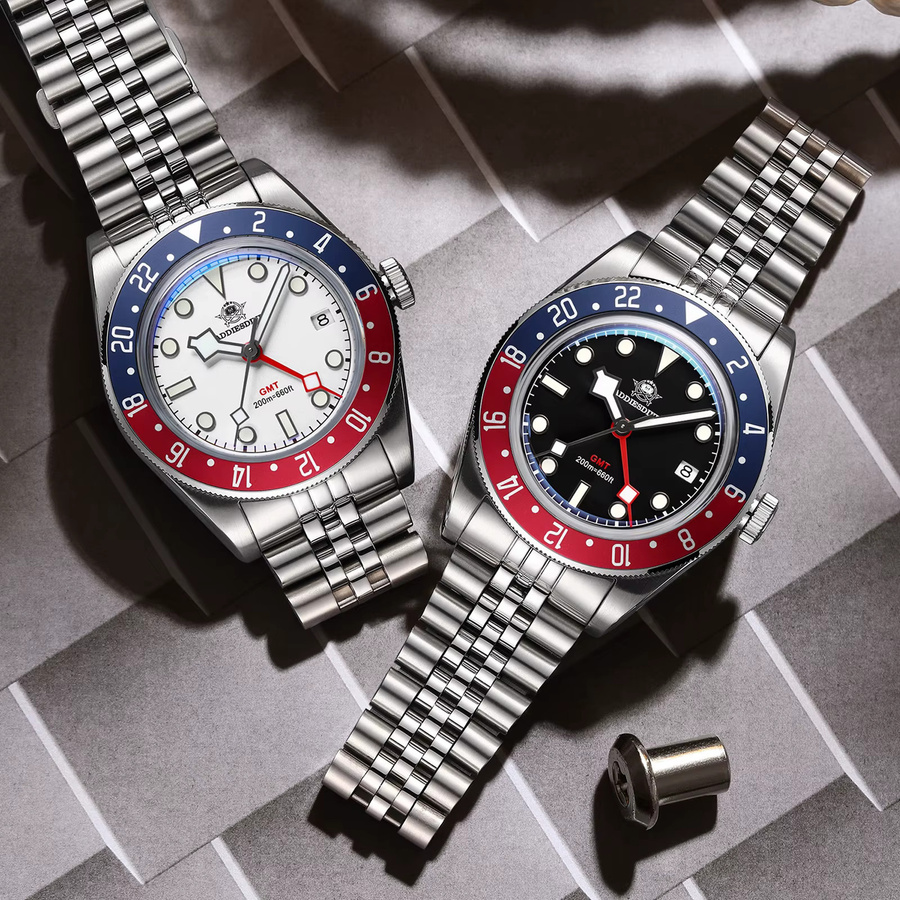 ADDIESDIVE Armbanduhr, GMT, Quarz, Edelstahl, Schwarz, Herren - Bild 5